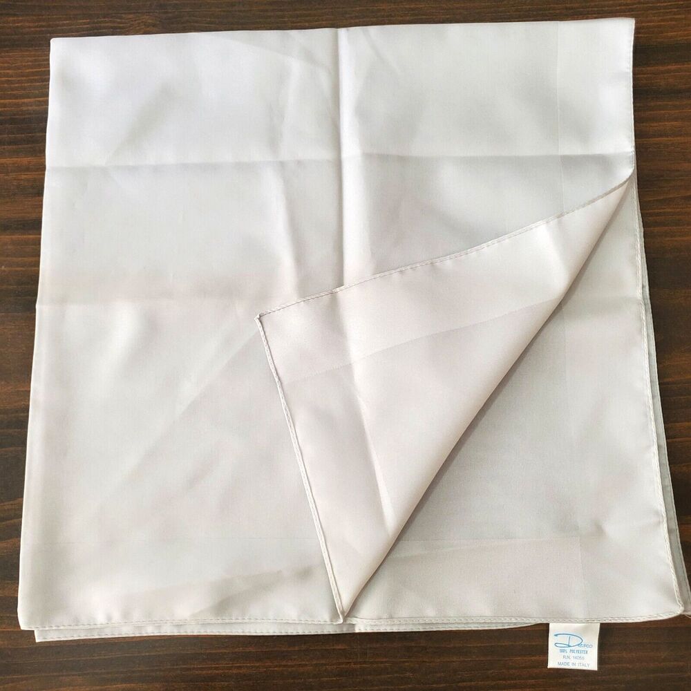 Desco Scarf Gray Solid Jacquard Boarder 27x27" Italy Vintage Polyester